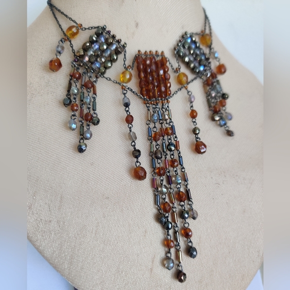 🇨🇦 Vintage Y2K Gothic Cathedral Cascade Fringes Chocker Necklace - Picture 1 of 9